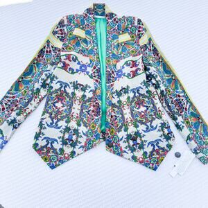 Twelfth Street Cynthia Vincent Patterned SIlk 100% Silk Blazer Size 0 NWT $209